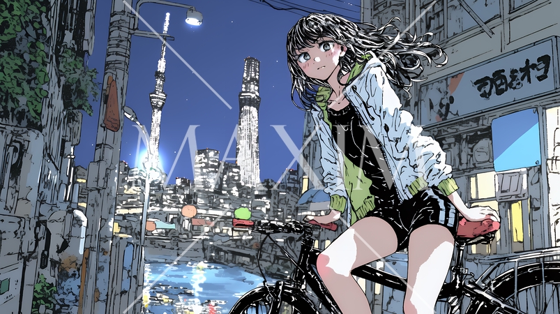 都会の治安の悪そうな場所にいる若い女性