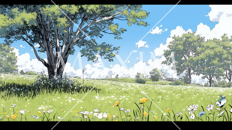 花が咲き乱れる春の野原