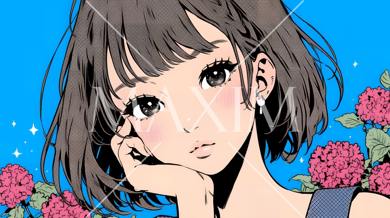 お茶目な（生意気な表情をした遊び心のある）若い女性