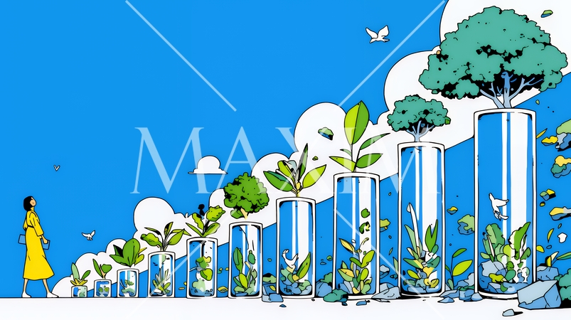 ESG経営とサステナビリティのビジネスコンセプト｜環境・社会・ガバナンスを表す企業向けイラスト