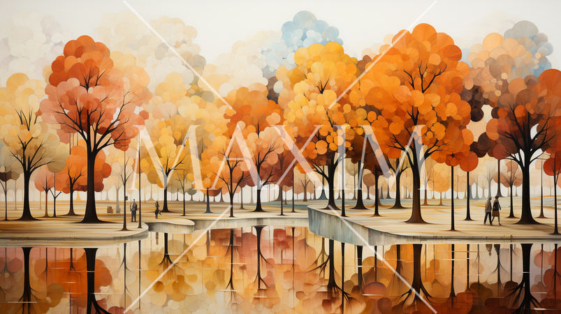 秋の公園：キュービズムな表現