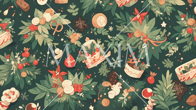 クリスマス関連の連続絵柄の背景図案