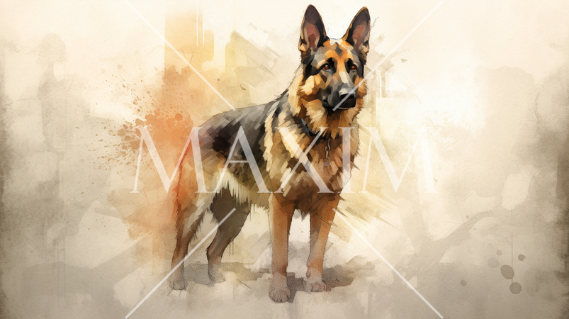 ジャーマン・シェパードの水彩画
