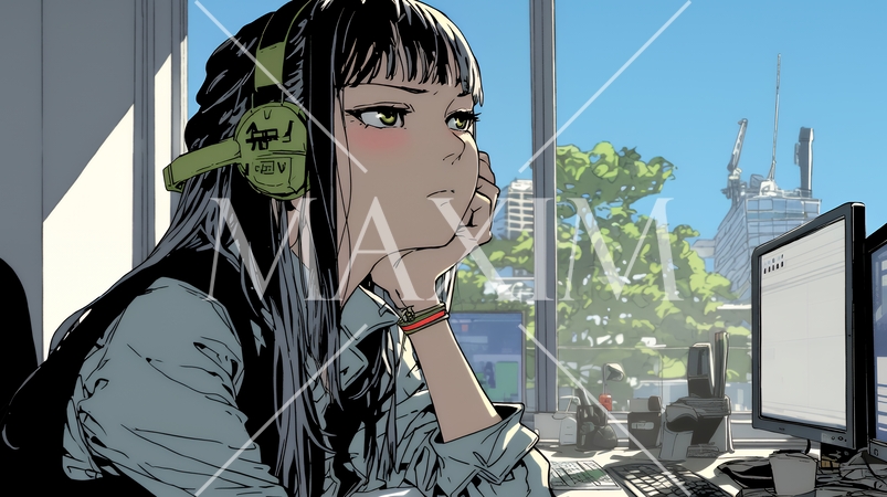 仕事のミスを注意されふてくされている若い女性