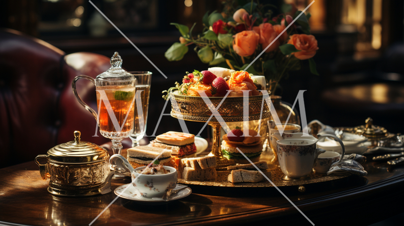 ラグジュアリーなラウンジでのティータイム