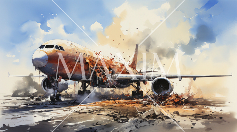 着陸したエアバスA350大型旅客機が滑走路に待機中の小型機に衝突した事故