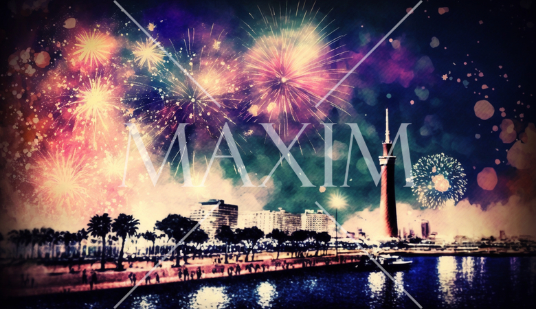 大都会のウォータフロントの花火大会