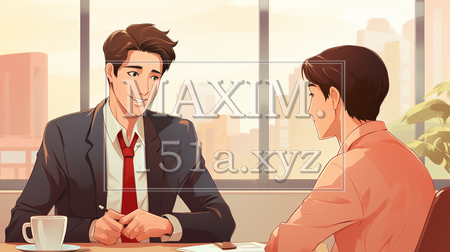 仕事のインタビュー：採用面接や1:1のミーティング。（イラストID:7783835-19896）