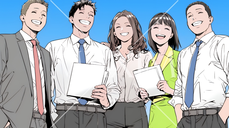 仕事が成功して喜びいっぱいのビジネスパーソン