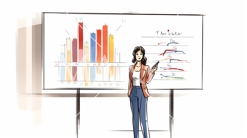 ビジネスプレゼンテーションをしている女性