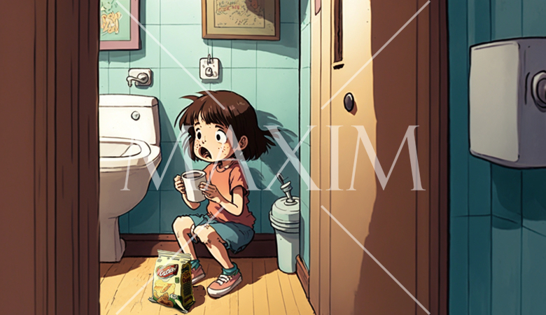 雪隠で饅頭くう：自分一人だけ良い思いをする。こっそりとトイレに持ち込んで食べていた女の子。