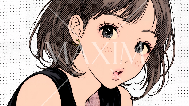 驚愕して息を呑み、目を見開いたまま口をぽかんとする若い女性