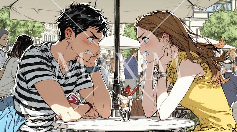 口論している若いカップル（夫婦）