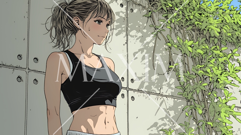 ウェストライン（腰回り）をチェックしている女性