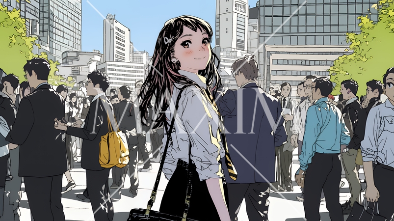 ビジネスフェアに参加しているビジネスウーマン