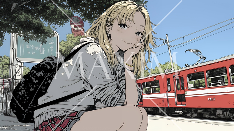 電車で通学している女子高生