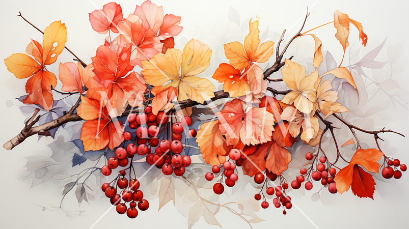 秋の紅葉した草木