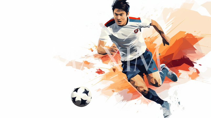 サッカー選手がドリブルをしている