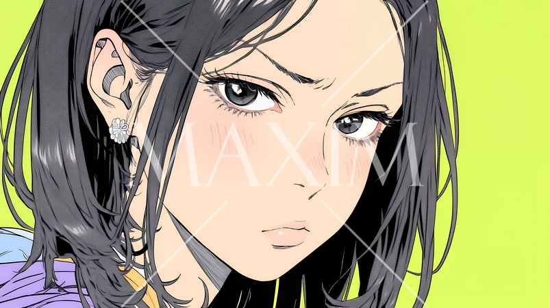 嫉妬の表情を浮かべる若い女性1