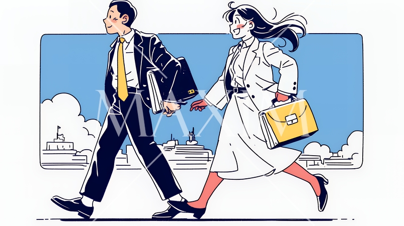 定時退社で帰宅を喜ぶ会社員｜ワークライフバランスと働き方改革のビジネスイメージ