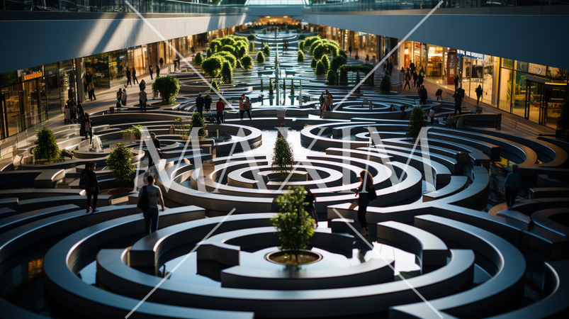 迷路のような近代建築（想像）