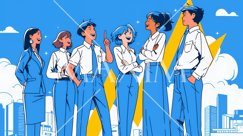 上昇グラフで会社の成長を表すビジネスチーム｜企業発展と成功のビジネスコンセプト