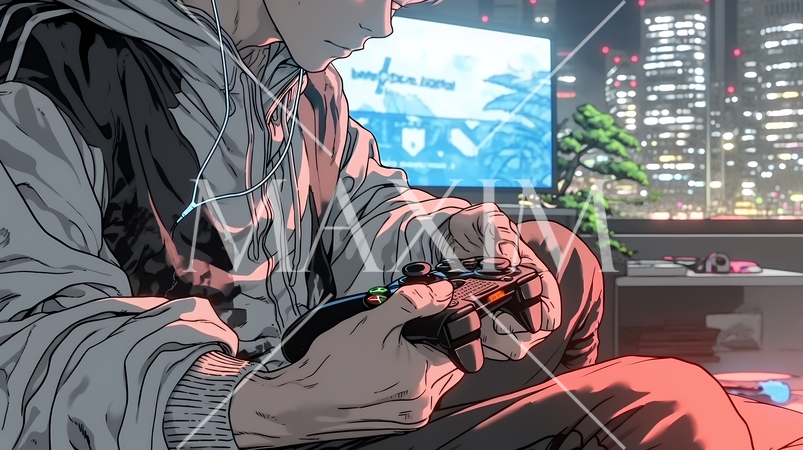 ゲームに集中する男性の手元｜コントローラーを握る若い男性のライフスタイルイメージ