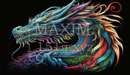 龍のカラフルなラインアート