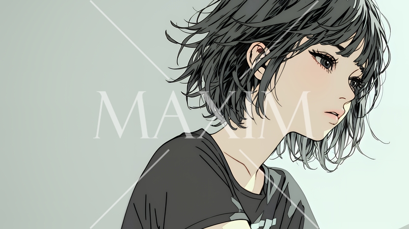 白い壁に向かって考え事をする若い女性