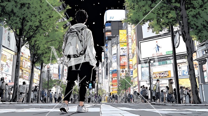 都会の商店街を散策