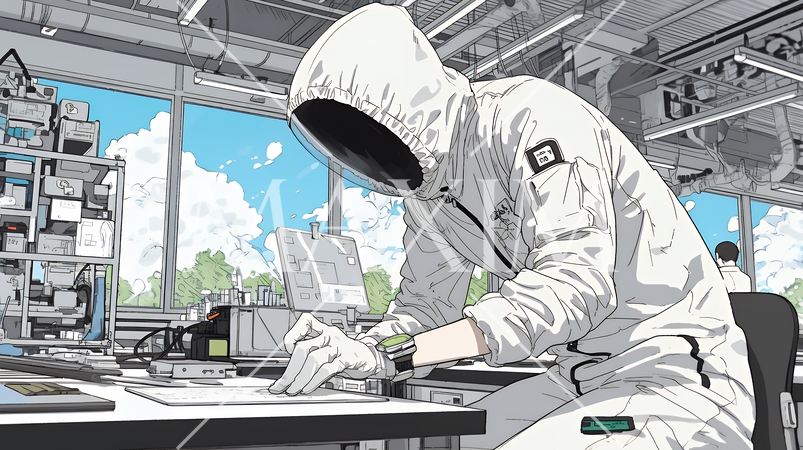 クリーンルームで作業中のエンジニア
