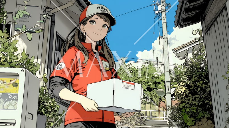 若い女性の宅配配達員（ドライバー）