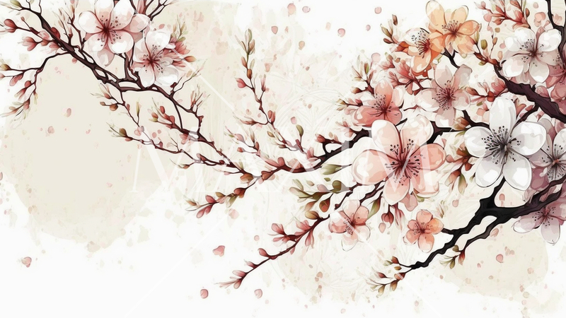 サクラの水彩画