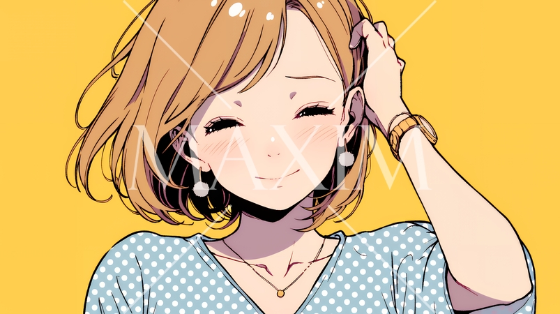 気恥ずかしそうに頭をかき、ごまかすような仕草を見せる若い女性