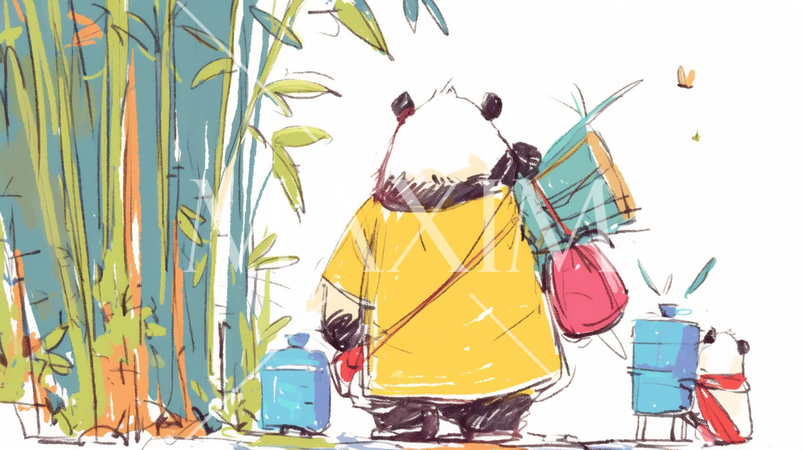 さようなら・元気でね！わたしたちのパンダ（クレヨン＋水彩画風）