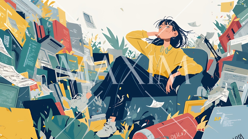 経済的に追い詰められ、部屋で悩む女性