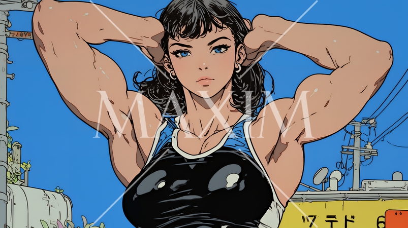 筋肉隆々の若い女性