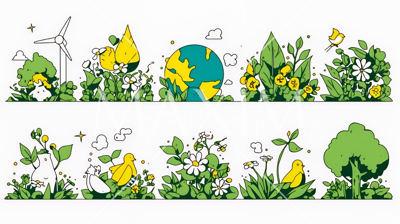 エコとサステナビリティのビジネスコンセプト｜地球と再生可能エネルギーで考える環境問題イラスト