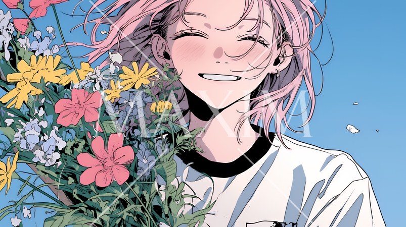 笑顔一杯の若い女性