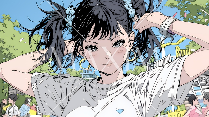 生意気な（挑戦的・自信満々・勝ち誇った）顔をしている女の子