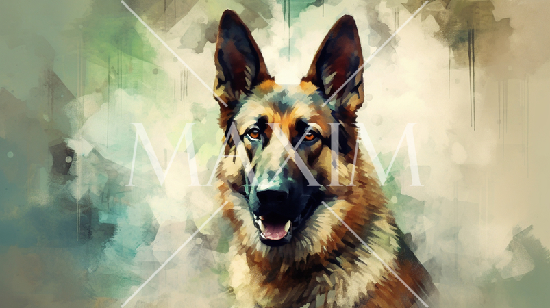 ジャーマン・シェパードの水彩画