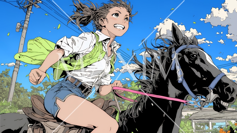 乗馬をしている若い女性