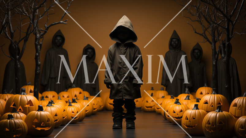 ハロウィンの基本的要素を捉えたミニマルアート（minimalism）な表現：精緻CG