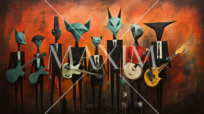 キュービズムな表現のハロウィンパーティ