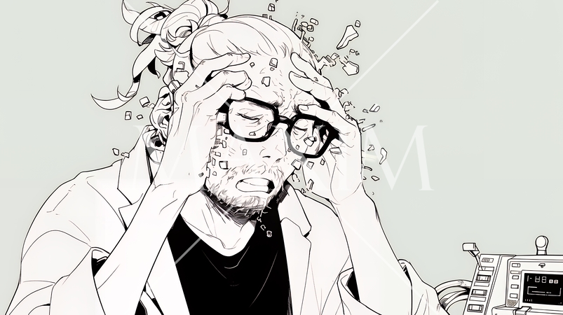 ものすごく要領の悪いユーザーインターフェースに戸惑っているユーザー（シンプルな色使い）