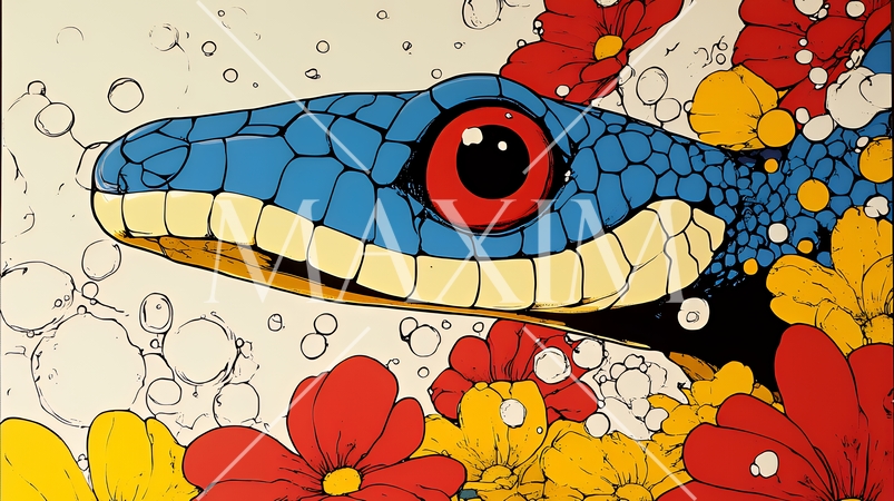 年賀状用のポップなヘビのイラスト