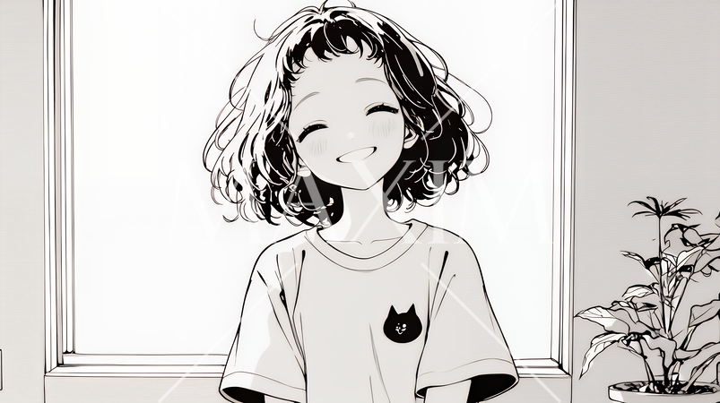 満面の笑みでYesと言っている若い女性（シンプルな色使い）