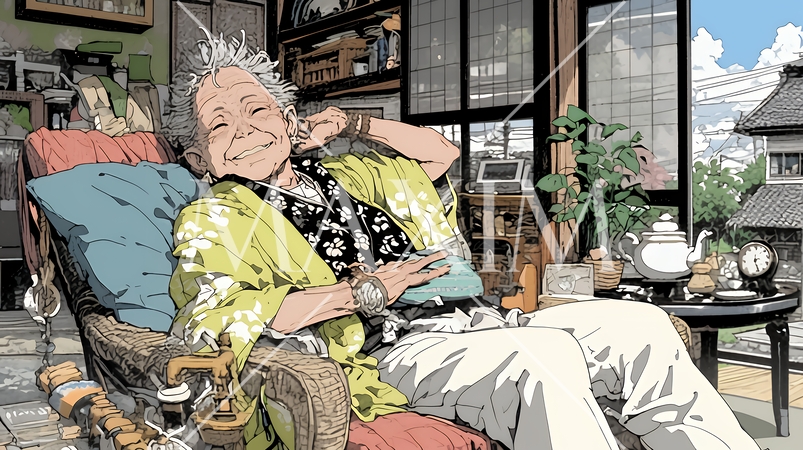 ゆったりとした時間を過ごす高齢の女性