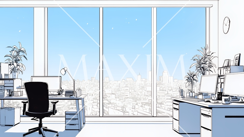 近代的なオフィス空間（シンプルな色使い）