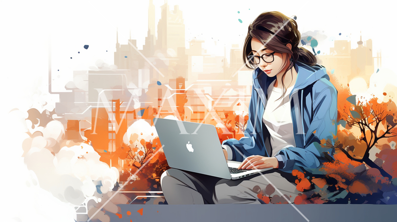 モバイルワーク：モバイルデバイスを使用した仕事、リモート作業。